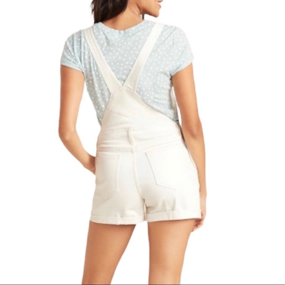 Old Navy Cream Short Cuffed Overalls, NWT
